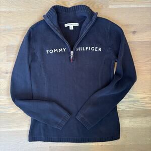 Tommy Hilfiger Quarter Zip Embroidered Knit Sweater